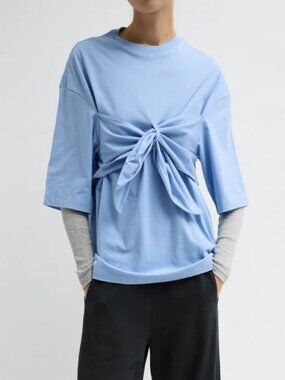 Tibi NWOT Tie Front T-Shirt Blue S